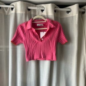Anna Quan Vibrant Pink Ribbed Crop Top